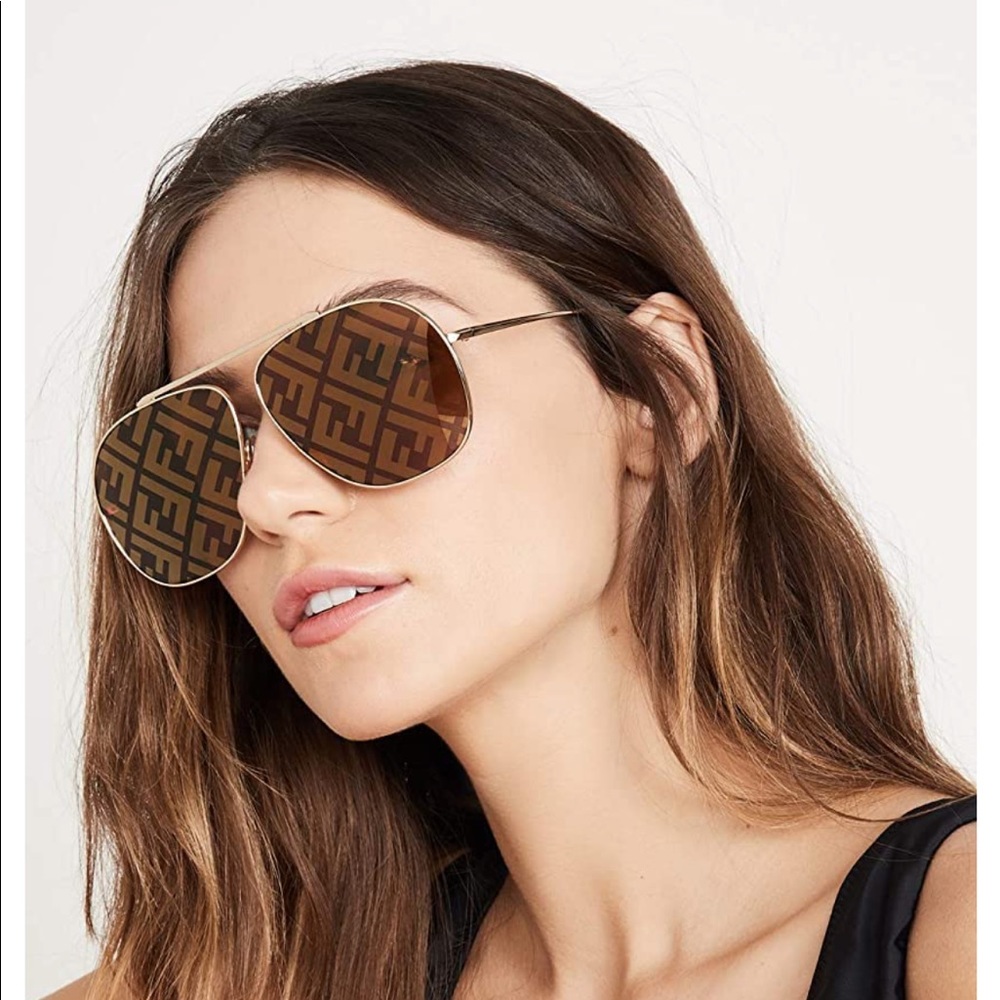 Fendi Women's Brown Logo Aviators